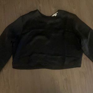 Black, satin blouse. Cropped, never worn